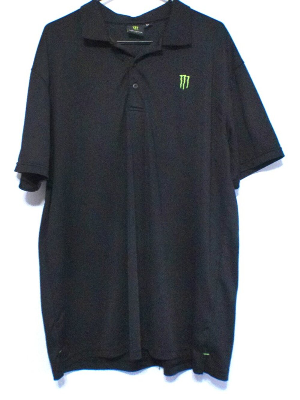 Monster Energy Black Polo Shirt Men’s XL Embroidered Logo Performance Stretch